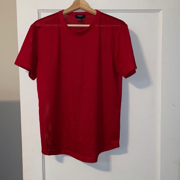 Forever 21 Men’s Red Mesh Shirt - Picture 1 of 2